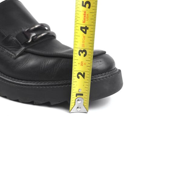 VINTAGE Sketchers Platform Loafers Black Genuine Leather 90s Y2k Grunge Academia - Picture 5 of 12